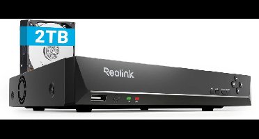 Reolink RLN8-410 8-kanaals POE NVR voor CCTV-camerasysteem, Werkt uitsluitend met 16MP/12MP/4K/8MP/5MP/4MP Reolink PoE IP-camera‘s, 24/7 opname op voorgeïnstalleerde 2TB harde schijf