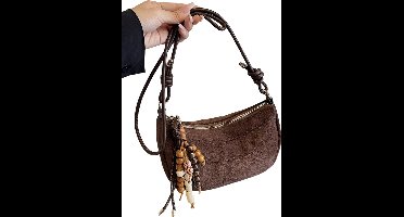 S&E Retro Halvemaan Schoudertas – Subtiel en Elegant - Koffie Bruin