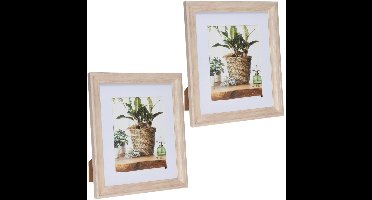 Home & Styling fotolijstje - 2x stuks - kunststof - hout look - geschikt voor foto 13 x 18 cm - staand en hangend - 29 x 24 cm