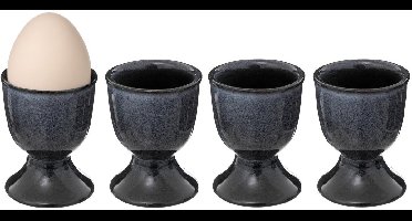 Secret de Gourmet Eierdopjes Blue Stone - set van 4x - donkerblauw - keramiek - 5 x 7 cm - voor ontbijt/brunch/pasen