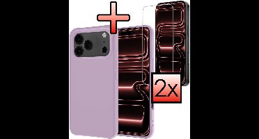 Hoesje - Met 2x Screenprotector - Geschikt voor Apple iPhone 17 Pro - Sterk & Shockproof - Back Cover - Siliconen Case - Telefoon Hoes - Lila