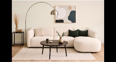 Hoekbank Valerie Bouclé met Chaise Longue Rechts 279x150 cm – Beige - Japandi