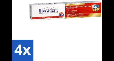 4 x Steradent - Fixatiecrème - Tegen Etensresten - 75 g - Kunstgebit - Fixatie - Prothese - Etensresten - Hechting