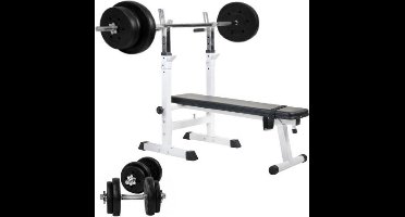 Gorilla Sports Halterbank + 70 kg Halterset - Kunststof