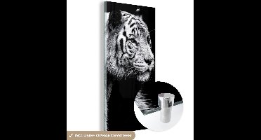 MuchoWow® Glasschilderij 20x40 cm - Schilderij acrylglas - Tijger - Wilde dieren - Licht - Foto op glas - Schilderijen