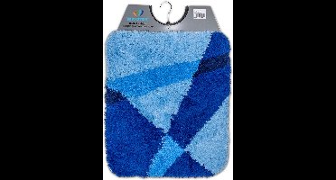 Wicotex - Bidetmat - WC mat - Toiletmat strepen Blauw - Antislip onderkant - Afmeting 50x60cm