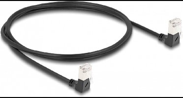 Delock RJ45 Network Cable Cat.6A S/FTP Slim 90° downwards / downwards angled 1 m black