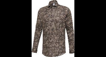 Blue Industry Overhemd Bloemen Donkerbruin - Maat 38 - Heren - Overhemden Casual