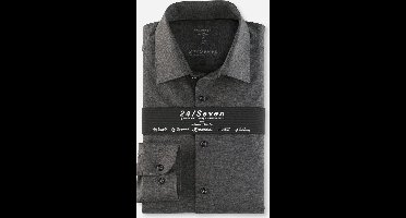 OLYMP Level 5 24/Seven body fit overhemd - antraciet grijs tricot - Strijkvriendelijk - Boordmaat: 37