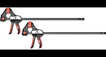 TOOLCRAFT 1672280 Set van 2 eenhandklemmen 450 x 85 mm Spanbreedte (max.):450 mm Afmeting, lengte: 683 mm Afm. werkbere