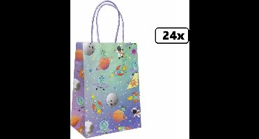 24x Koordtas Space 16cmx9cmx22cm - ruimtevaart - goodiebag|papieren|draagtas|tas|koord|festival|kado|themafeest|party|geschenken