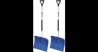 2x stuks sneeuwscheppen/sneeuwschuivers blauw met telescopische aluminium steel - 122 tot 160 cm - Sneeuwruimer