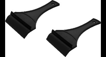Prosperplast IJskrabber - 2x stuks - autoraam krabber - rubber trekker - Zwart - Kunststof - 12 x 18 cm - Ruitenkrabber