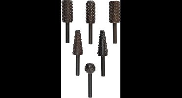 KWB profielrasp - 6 delige set - Cilindrisch, cilindrisch rond, conisch, kogel/cilindrisch, conisch - 495500