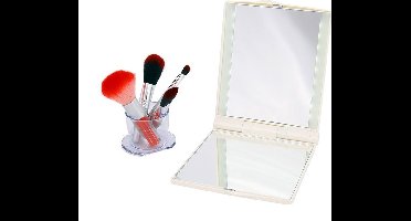 LED Make-up Spiegel met 3x Vergroting – Verlichte Draagbare Cosmeticaspiegel met Swarovski Kristal – Compacte Make-upspiegel voor Thuis & Onderweg – Voor Nauwkeurige Make-up, Epileren en Skincare – Wit