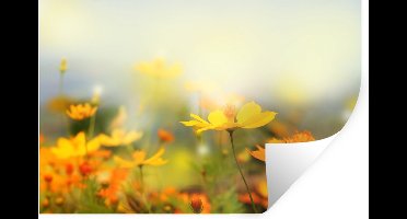 Muurstickers - Sticker Folie - Bloemen - Landschap - Geel - 30x20 cm - Plakfolie - Muurstickers Kinderkamer - Zelfklevend Behang - Zelfklevend behangpapier - Stickerfolie