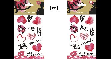 24x Tattoos Liefde - nep tatoo - Festival Kiss landen Love thema feest fun plakplaatjes verliefd trouwen