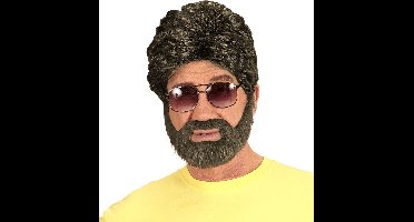 Heren pruik bruin met baard