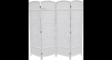 Lowander kamerscherm 170x160 cm - Roomdivider - Scheidingswand - 4 panelen - Opvouwbaar kamerscherm - Wit