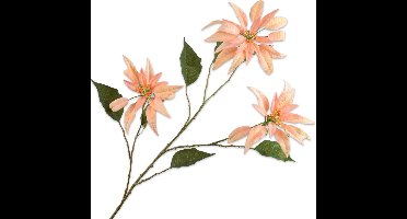 Silk-ka Kunstbloem-Zijde Bloem Poinsettia Kerstster Tak Zalm 119 cm