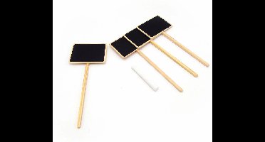 Nature Plantetiketten/plantenlabels - 12x - krijtbord - hout - 20,5 cm - steeketiketten