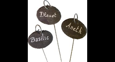 Nature Plantetiketten/plantenlabels - 3x - leisteen - 40 cm - hangetiketten
