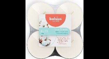 48 stuks Bolsius linnengoed - fresh cotton maxi geurtheelichtjes (8 uur) clear cups True Scents