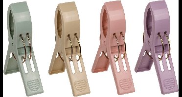 Out of the blue Handdoekknijpers XL - 8x - pastel kleurenmix - kunststof - 12 cm - wasknijpers