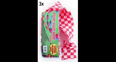 3x Crepe guirlande brandveilig rood/wit geblokt 24meter - Carnaval Brabant thema feest festival versiering