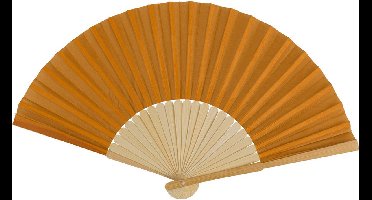 Spaanse handwaaier - pastelkleuren - cognac bruin - bamboe/papier - 21 cm