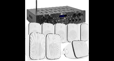 Geluidsinstallatie met Bluetooth - PV240BT 4-zone stereo versterker audio + 8 BD50W speakers - 5''