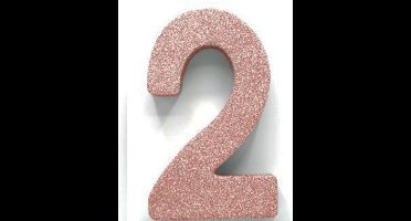 Globos Europe Tafeldecoratie verjaardag 2 - Roségoud glitter 20 cm