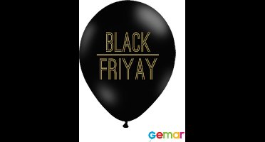 Ballonnen BLACK FRIYAY Zwart met opdruk Goud (helium)