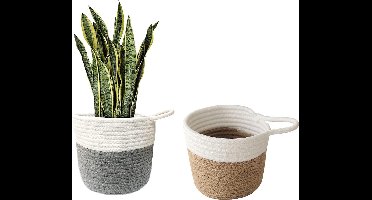 Hangmand Wandmand Opbergmanden Set van 2 Katoen Badkamer Opbergmand Bloempot Plantenmand Plantenmand Kleine Ophangorganisator voor Kinderkamer Badkamer