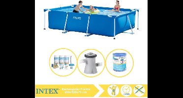 Intex Rectangular Frame Zwembad - Opzetzwembad - 300x200x75 cm - Inclusief Onderhoudspakket, Zwembadpomp en Filter
