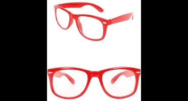 Bril - Blues Brother - Rood - Doorzichtig glas