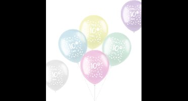 Folat - Ballonnen Pastel 10 Jaar 33 cm – 6 stuks