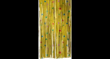 Folat - Deurgordijn Folie Goud Retro Sterren - 2 x 1 m