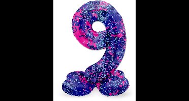 Folat - Staande folieballon Cijfer 9 Paint Splash - 72 cm