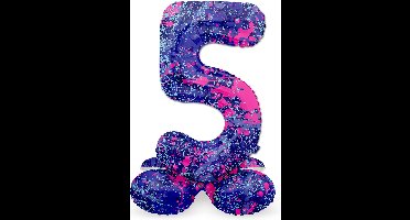 Folat - Staande folieballon Cijfer 5 Paint Splash - 72 cm