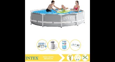Intex Prism Frame Zwembad - Opzetzwembad - 305x76 cm - Inclusief Onderhoudspakket, Filter, Stofzuiger en Zwembadtegels