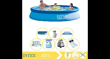 Intex Easy Set Zwembad - Opblaaszwembad - 366x76 cm - Inclusief Afdekzeil, Onderhoudspakket, Filter, Grondzeil, Zoutsysteem en Zout