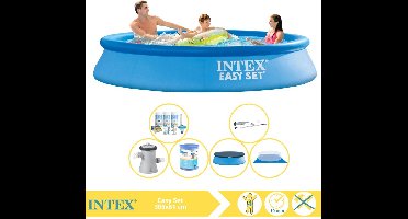 Intex Easy Set Zwembad - Opblaaszwembad - 305x61 cm - Inclusief Afdekzeil, Onderhoudspakket, Filter, Grondzeil en Stofzuiger