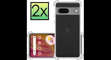 Hoesje - 2 Stuks - Geschikt voor Google Pixel 7A - Sterk & Shockproof - Siliconen Case - Back Cover - Telefoon Hoes Shock Proof - Transparant