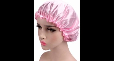 *** "Licht Roze Satijnen Slaapmuts voor Dames - Volwassenen - Bonnet - Nacht Muts - van Heble® ***