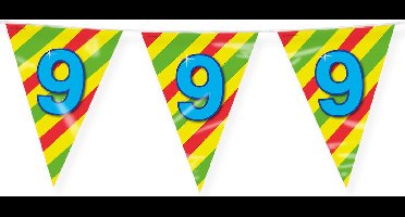 Paperdreams Slinger - Verjaardag 9 jaar thema Vlaggetjes - feestversiering - 10m - dubbelzijdig