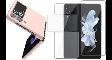 Hoesje geschikt voor Samsung Galaxy Z Flip 4 - Screen Protector FlexGuard - Back Cover Case SoftTouch Roze & Screenprotector