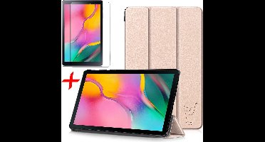 Hoes + Screenprotector geschikt voor Samsung Galaxy Tab A 10.1 (2019) - Smart Book Case Hoesje - iCall - Goud