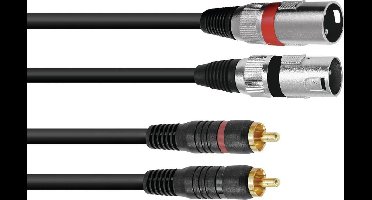 Omnitronic 3022522C XLR Adapterkabel [2x XLR-stekker 3-polig - 2x Cinch-stekker] 1.50 m Zwart