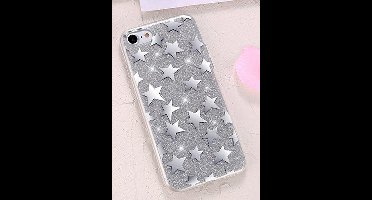 Hoesje geschikt voor Apple iPhone 6 / 6s - Glitters Hoesje Bling Bling Zilver